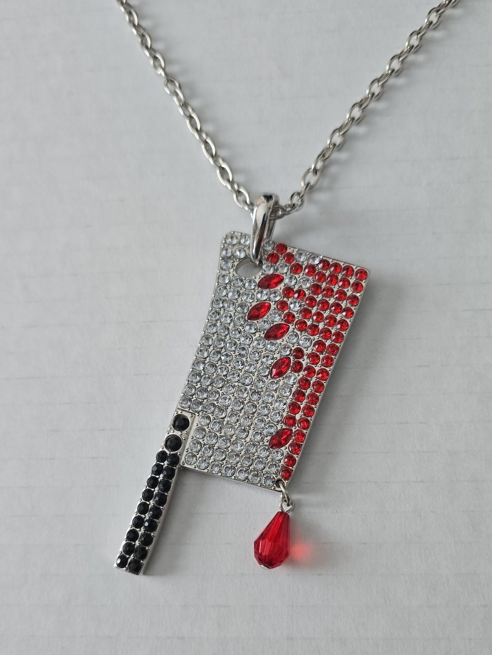 Kreepsville 666 Diamonte Goreture Bloody Cleaver Necklace Goth Horror Bling